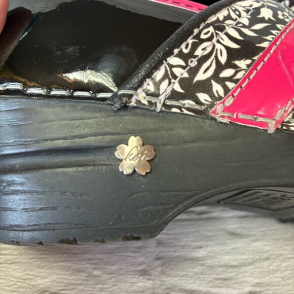 Koi By Sanita White Floral Black & Pink Closed Clogs Comfort Mules Shoes - Picture 6 of 15